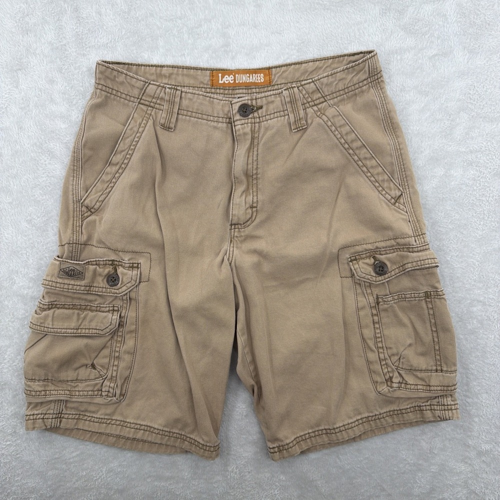 Lee Dungarees Cargo Shorts Men's 30 Tan 10.5" Y2K Baggy Long Cotton VTG Preppy